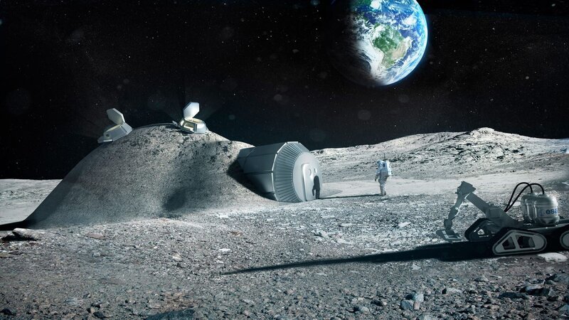 Bildunterschrift: Im „Moon Village“ sollen Fähigkeiten verschiedener Weltraumnationen zusammengeführt werden – sei es in Form von Robotik oder Astronauten. – Bild: N24 Doku