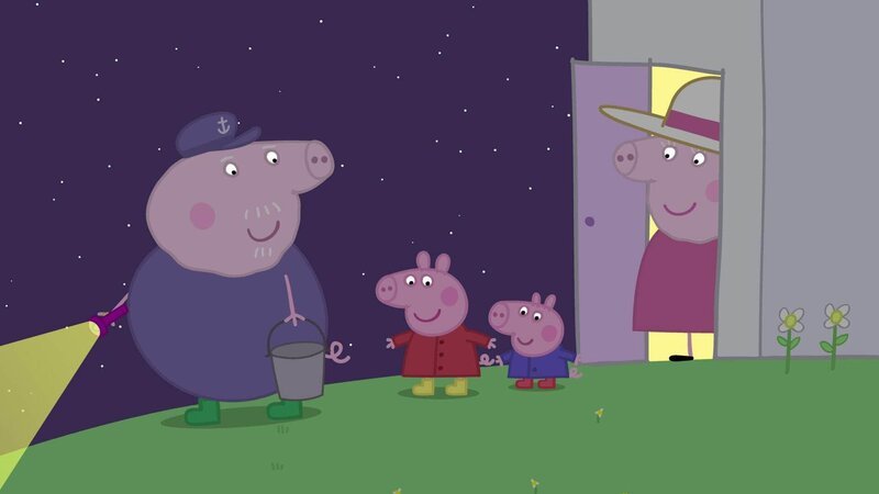 v.li.: Grandpa Pig, Peppa Pig, George Pig, Granny Pig – Bild: TVNOW