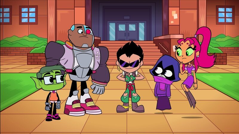 L-R: Beast Boy, Cyborg, Robin, Raven, Starfire – Bild: Cartoon Network