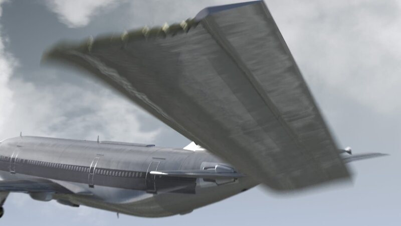 Das Seitenleitwerk von American Airlines Flug 587 bricht mitten im Flug ab (computergeneriertes Bild). – Bild: PLURIMEDIA (Cineflix International Media)