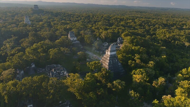 Nur aus der Luft wird die Ausdehnung der antiken Maya-Stadt deutlich. – Bild: ZDF und La Famiglia./​La Famiglia
