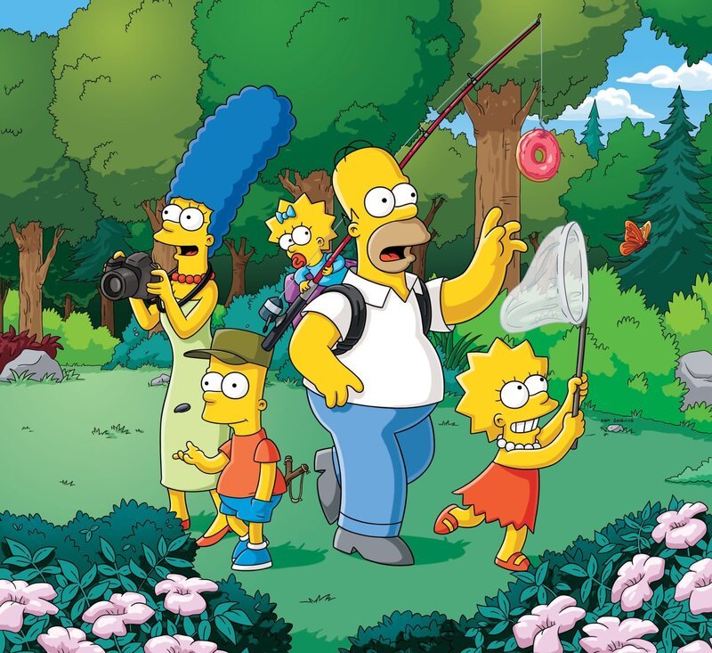 (28. Staffel) – Eine fast normale Familie: Lisa (r.), Marge (l.), Maggie (M.), Homer (2.v.r.) und Bart (2.v.l.) … – Bild: 2016 – 2017 Fox and its related entities. All rights reserved. Lizenzbild frei