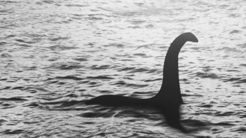 Monster von Loch Ness gesichtet!! Das Wasser stammt von einem meiner anderen Bilder. Ich habe Rauschen und Unschärfe hinzugefügt, damit es wie das berühmte alte Hoax-Bild aussieht. – Bild: DSPL