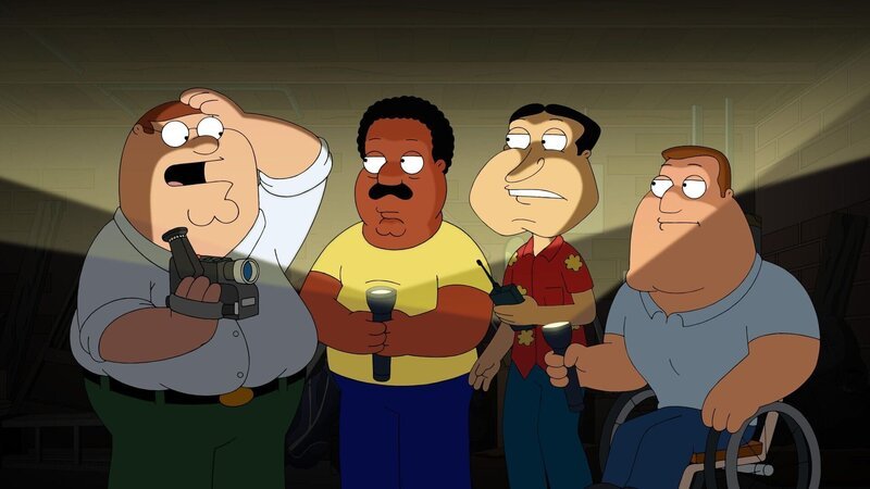 (v.l.n.r.) Peter Griffin, Cleveland Brown, Glenn Quagmire, Joe Swanson – Bild: 2018–2019 Fox and its related entities. All rights reserved. Lizenzbild frei