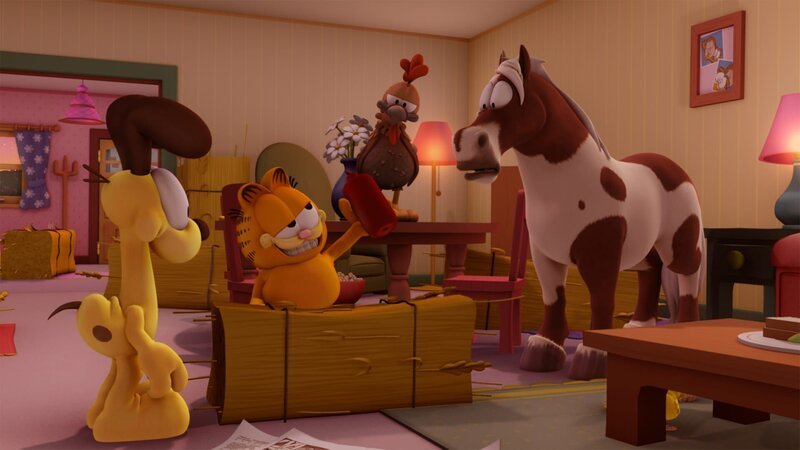 Garfield soll auf die Farmtiere von Jons Bruder aufpassen. Ob das gut gehen kann? – Bild: HR/​DARGAUD MEDIA