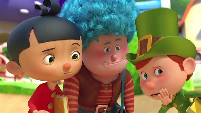 Fridolin (re.) verrät seinen Freunden Luzio (Mitte) und Pinocchio (li), dass es einen Hausaufgaben-Zwerg gibt. – Bild: ZDF/​2021 Method Animation/​Palomar/​ZDF Enterprises All rights reserved