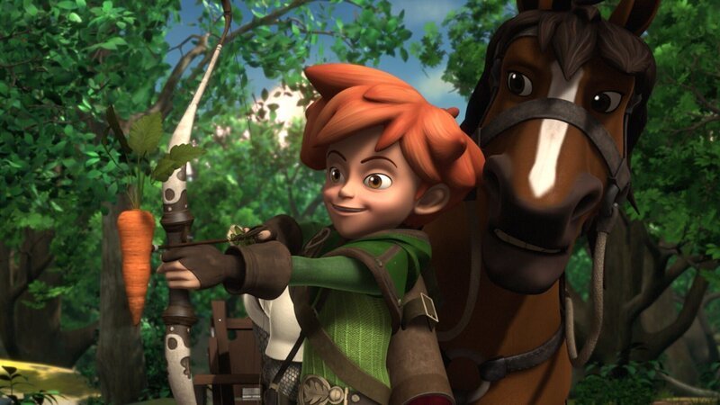 Mit einem Leckerbissen für das Zugpferd wird Robin Hood Prinz Johns Steuereintreiber schnell los. – Bild: ZDF/​Method Animation/​DQ Entertainment/​Fabrique d’images/​ZDF Enterprises/​De Agostini