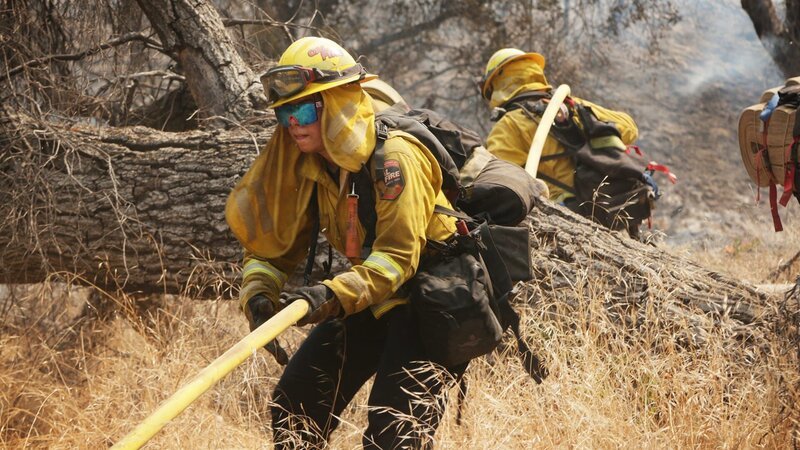 Die Einsatzkräfte des „Department of Forestry and Fire Protection“ schnitten mit den Baumaschinen Brandschneisen, um die Menschen im Lawson Valley zu schützen. – Bild: Discovery Channel