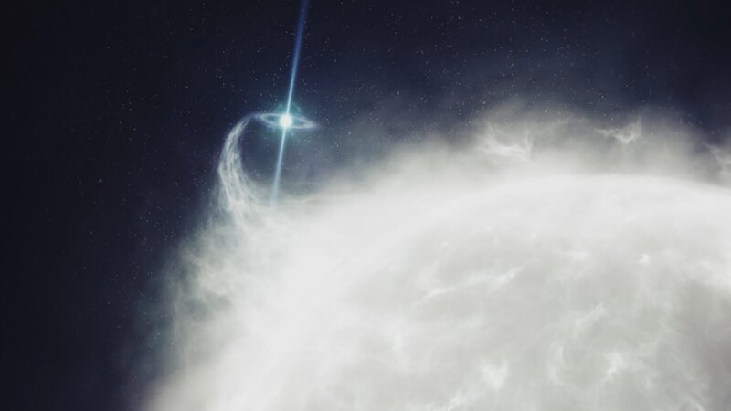 Pulsar stealing matter from a white dwarf, turning it into a diamond planet. – Bild: Science Channel /​ Discovery Communications
