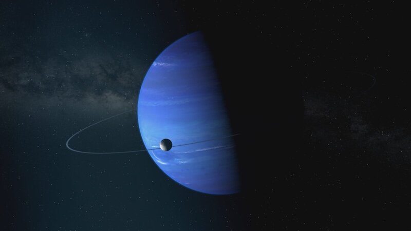 Im äußersten Bereich des Sonnensystems ziehen zwei Eisriesen ihre Bahnen: Uranus und Neptun. – Bild: Science Channel /​ Discovery Communications