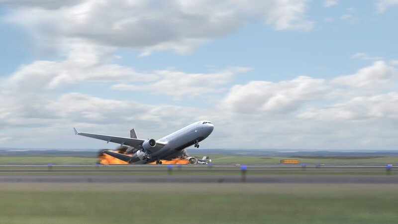 The plane slams down on to the runway. – Bild: Cineflix