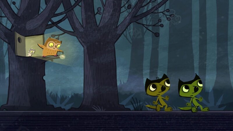 In der „Sendung mit dem Elefantenâ€ś sind zwei kleine Wölfe nachts im Wald unterwegs. – Bild: WDR