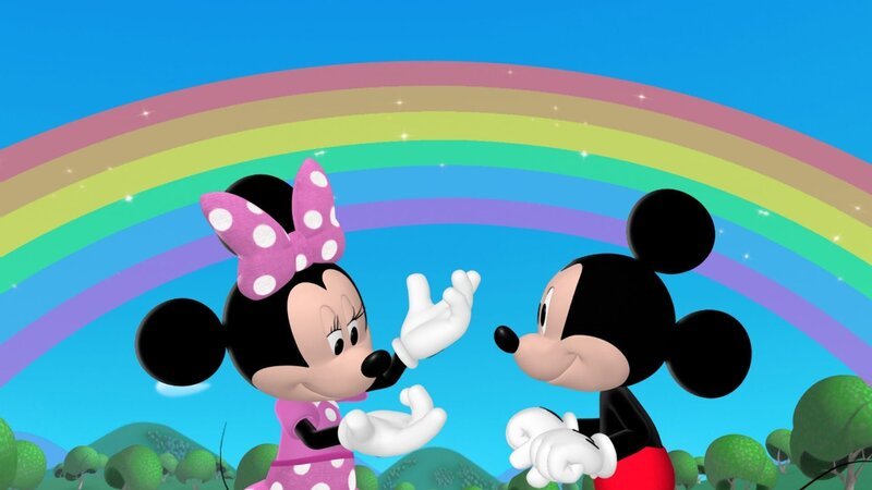 MICKEY MOUSE CLUBHOUSE – „Minnie’s Rainbow“ – When a rainbow appears over the Clubhouse, Minnie and friends set out to find the pot of gold and the leprechaun who guards it at the rainbow’s end. Pete the Leprechaun tries to stop the Sensational Six from finding his gold, but when he misplaces his pot, the gang, along with viewers at home, helps him find it, on Playhouse Disney’s „Mickey Mouse Clubhouse,“ SATURDAY, MARCH 7 (9:00–9:30 a.m. ET/​PT). (DISNEY CHANNEL) MINNIE MOUSE, MICKEY MOUSE – Bild: Disney