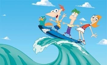 L-R: Perry, Phineas, Ferb und Candace – Bild: Disney Media Distribution