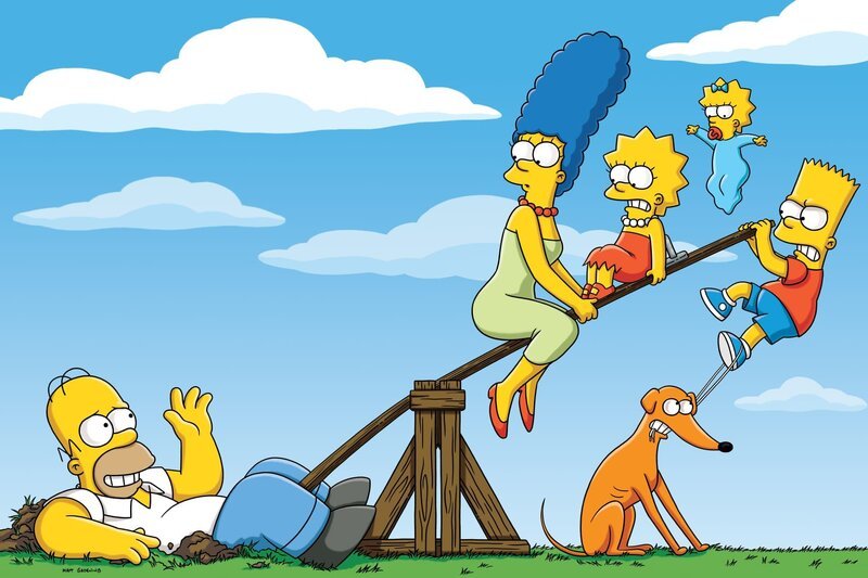 Tag für Tag geraten die Simpsons in Situationen, die alles von ihnen oder ihrer Umgebung abfordert: Marge (2.v.l.), Lisa (M.), Homer (l.), Maggie (2.v.r.) und Bart (r.) … – Bild: 2017–2018 Fox and its related entities. All rights reserved. Lizenzbild frei