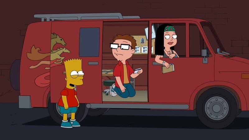L-R: Bart Simpson, Steve, Hayley – Bild: ViacomCBS /​ FOX /​ FOX BROADCASTING /​ AMERICAN DAD and TCFFC ALL RIGHTS RESERVED.