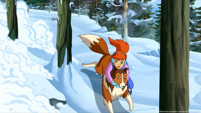 Lassie und Zoe flüchten vor der Lawine. – Bild: ZDF/​Classic Media/​DC Entertainment/​Superprod