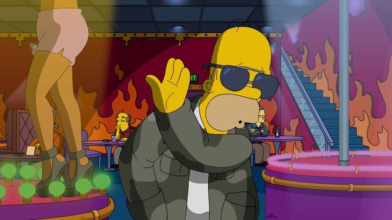 Da Homer (Foto) weiß, wie cool er ist, fällt es ihm nur schwer, sich mit Milhouses Vater Kirk, einem echten Loser, abzugeben … – Bild: 2016–2017 Fox and its related entities. All rights reserved. Lizenzbild frei