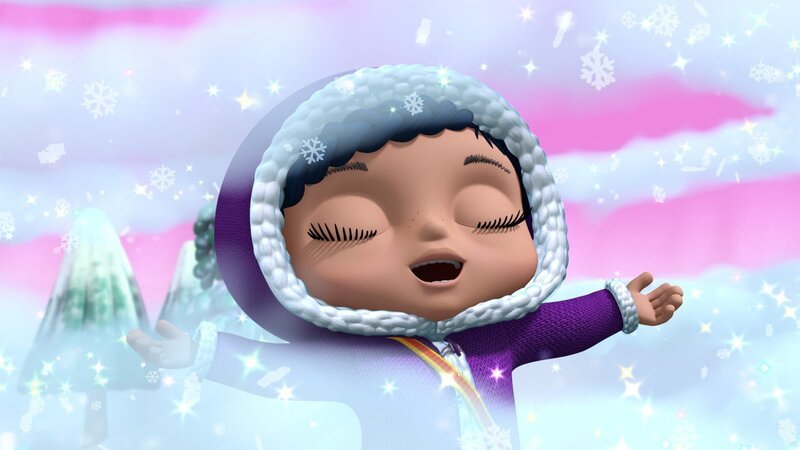 Pinguinmädchen Peggy sitzt weinend im Kühlschrank. Die großen Pinguine haben eine neue Eisrutschbahn, lassen sie aber nicht mitspielen. Wissper will helfen. Sie reisen in die Arktis. Wissper sieht, wie sich die großen Pinguine vordrängeln. Auf dem Pferdrücken von Herbert ist Peggy zwar größer, aber die Pinguine laufen unter ihm durch. Erdmännchen Monty setzt auf Tanzen und Singen. Nun macht allen das Warten fast so viel Spaß wie das Rutschen selbst. – Bild: ORF 1