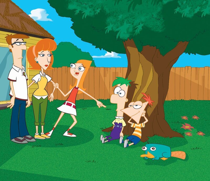 Lawrence Fletcher, Linda Flynn-Fletcher, Candy, Ferb und Phineas – Bild: © 2007 DISNEY CHANNEL. ALL RIGHTS RESERVED. NO ARCHIVING. NO RESALE.