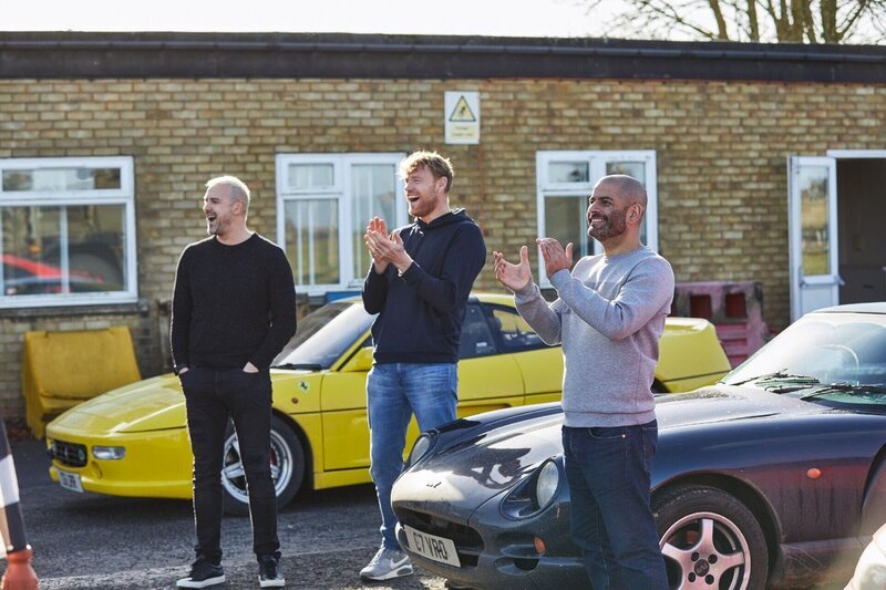V.l.: Paddy McGuinness, Freddie Flintoff, Chris Harris – Bild: RTL /​ © BBC Studios