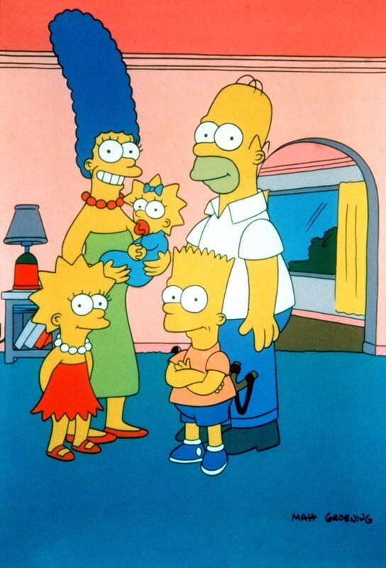 (1. Staffel) – Die Familie Simpson im trauten Heim: (v.l.n.r.) Lisa, Marge, Maggie, Bart und Homer. – Bild: und TM Twentieth Century Fox Film Corporation – Alle Rechte vorbehalten