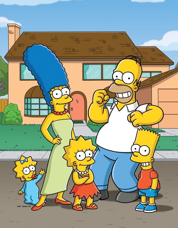 (31. Staffel) – (v.l.n.r.) Maggie; Marge; Lisa; Homer; Bart – Bild: 2019–2020 Twentieth Century Fox Film Corporation. All rights reserved. Lizenzbild frei