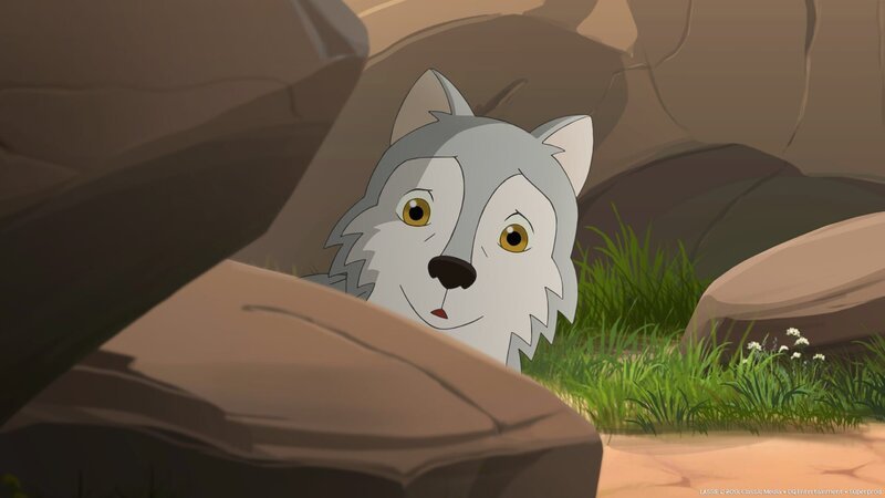 Zoe hat einen kleinen Wolf entdeckt, der ganz alleine zu sein scheint. – Bild: ZDF/​Classic Media/​DC Entertainment/​Superprod
