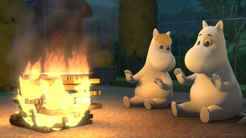 Mumintroll (r.) und Snorkfräulein (l.) verbrennen ahnungslos die Verbotsschilder. – Bild: ZDF/​Moomin Characters/​Gutsy Animations 2019