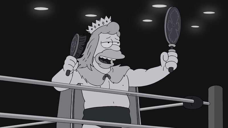 Durch eine TV-Sendung entdecken die Simpsons die ehemalige Identität von Grandpa als „Gorgeous Godfrey“, der gefürchtetste, bösartigste Mann in der Geschichte des Wrestlings … – Bild: Dieses Bild darf ausschließlich zur Programmankündigung, nicht zur sonstigen redaktionellen Berichterstattung verwendet werden.