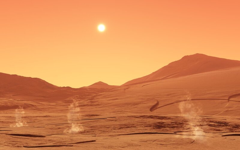 This image shows a summerday from mars with little dust devils. – Bild: Kirschner /​ iStockphoto /​ Getty Images