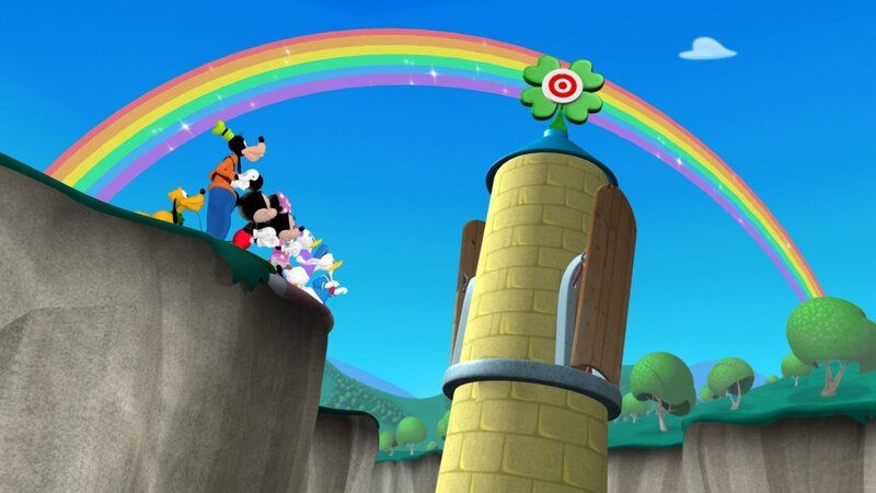 MICKEY MOUSE CLUBHOUSE – „Minnie’s Rainbow“ – When a rainbow appears over the Clubhouse, Minnie and friends set out to find the pot of gold and the leprechaun who guards it at the rainbow’s end. Pete the Leprechaun tries to stop the Sensational Six from finding his gold, but when he misplaces his pot, the gang, along with viewers at home, helps him find it, on Playhouse Disney’s „Mickey Mouse Clubhouse,“ SATURDAY, MARCH 7 (9:00–9:30 a.m. ET/​PT). (DISNEY CHANNEL) PLUTO, GOOFY, MICKEY MOUSE, MINNIE MOUSE, DAISY DUCK, DONALD DUCK – Bild: Disney /​ © 2013 The Walt Disney Company Germany