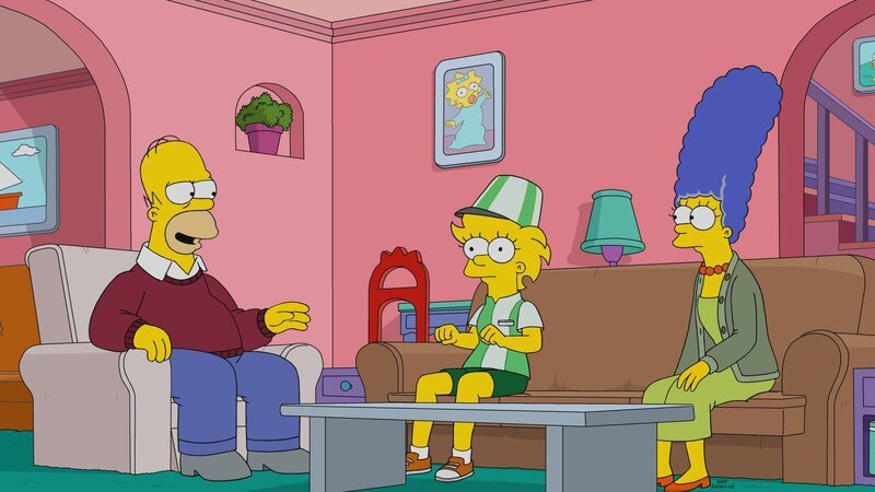 (v.l.n.r.) Homer; Lisa; Marge – Bild: 2021 by 20th Television. Lizenzbild frei