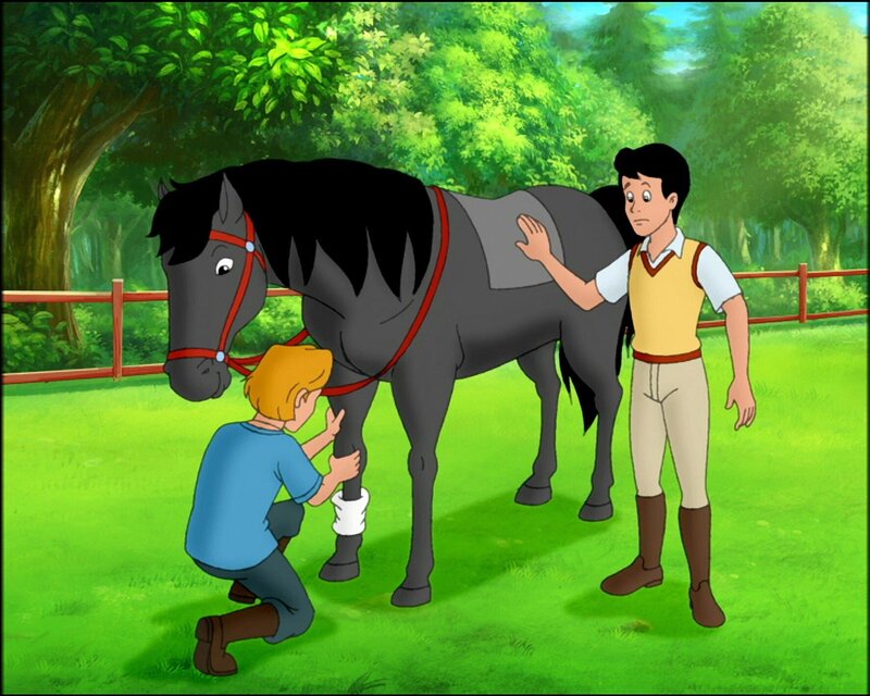 Beim Reitturnier, das am kommenden Tag in Falkenstein ausgetragen wird, will Alexander Leon besiegen, und das obwohl ein Start die Gesundheit seines Pferdes Maharadscha gefährden könnte. Ob er Tina damit wirklich imponieren kann? – Bild: ZDF/​KIDDINX Studios GmbH