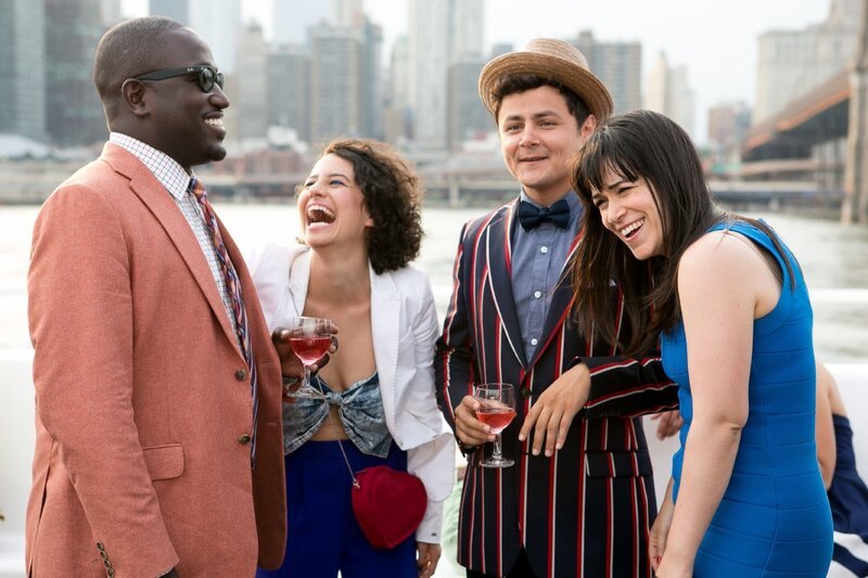 L-R: Hannibal Buress as Lincoln Rice, Ilana Glazer as Ilana Wexler, Arturo Castro as Jaime Castro and Abbi Jacobson as Abbi Abrams. Broad City cast is photographed during production shoots live on location in New York City July 10, 2014 in New York City. – Bild: Comedy Central