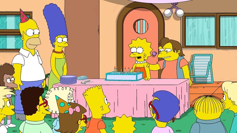 (oben v.l.n.r.) Homer; Marge; Lisa; Nelson – Bild: 2020 by Twentieth Century Fox Film Corporation. Lizenzbild frei