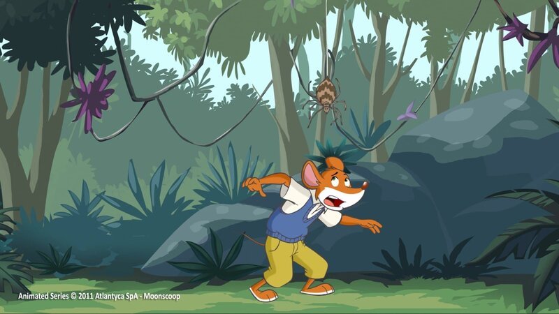 Geronimo findet die Tiere im Dschungel von Maustarica überhaupt nicht lustig. – Bild: hr/​Atlantyca SpA/​Moonscoop