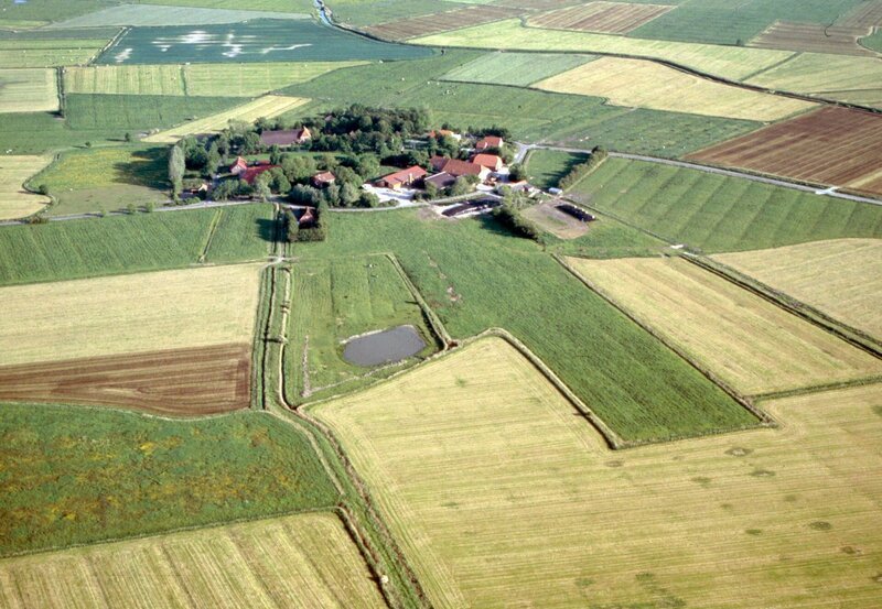 Ostfriesland ist ein landwirtschaftlich geprägter Landstrich, die verstreut liegenden kleinen Dörfer sind von fruchtbarem Weideland umgeben. – Bild: NDR/​Ernst Sasse