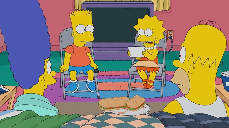 (v.l.n.r.) Marge; Bart; Lisa; Homer – Bild: 2022 by 20th Television. Lizenzbild frei