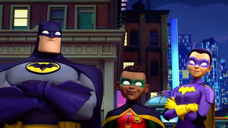 Batman, Robin und Batgirl (v.li.n.re.) sorgen sie für Sicherheit auf den Straßen von Gotham City. – Bild: Warner Bros. Entertainment Inc. BATWHEELS and all related characters and elements are ™ of © DC