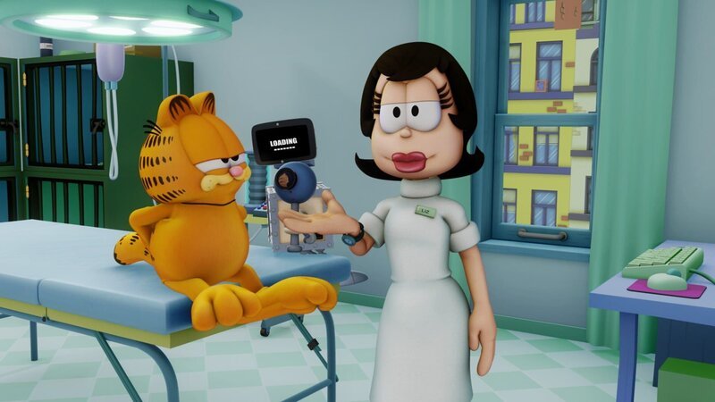 Garfield soll mit Hilfe eines Spezial-Computers abnehmen. – Bild: HR/​DARGAUD MEDIA