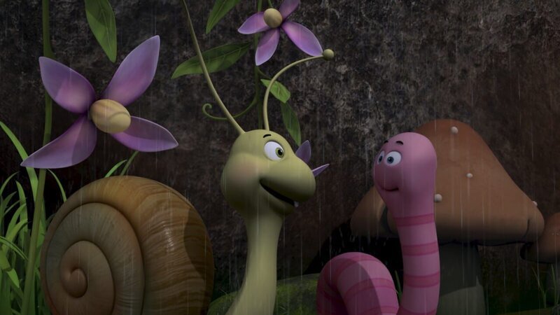 Rufus und Max finden Regen toll. – Bild: ZDF/​Studio100 Animation