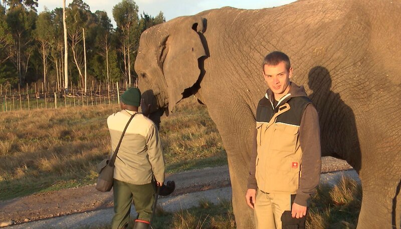 Tierpfleger Patrick Heinrich im Elefantenpark Knysna. – Bild: NDR/​Vincent TV GmbH