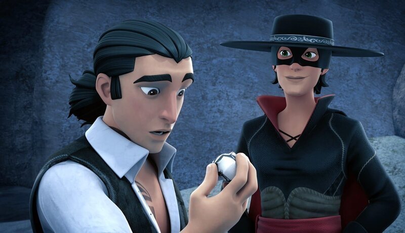 Zorro kann sich aus dem Bergwerk retten und Bernardo mit einem Klumpen Silber. – Bild: KiKA