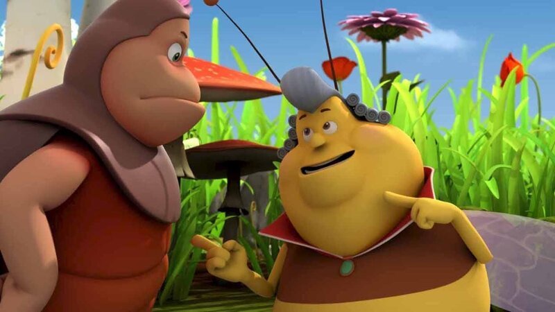 Der Gesang der Gartenhummel Elvis (r.) gefällt nicht jedem Käfer. – Bild: ZDF/​Studio100 Animation
