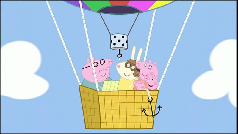 L-R: Daddy Pig, Miss Rabbit, George Pig, Mummy Pig, Peppa Pig – Bild: PLURIMEDIA (Astley Baker Davies /​ Rubber Duck /​ Entertainment /​ Eone)
