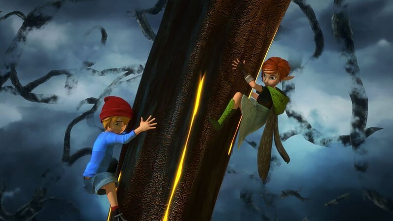 Lisa und Nils wagen sich in das düstere, unterirdische Reich des Dunklen Elfen. – Bild: BR/​Studio 100 Animation/​Studio 100 NV