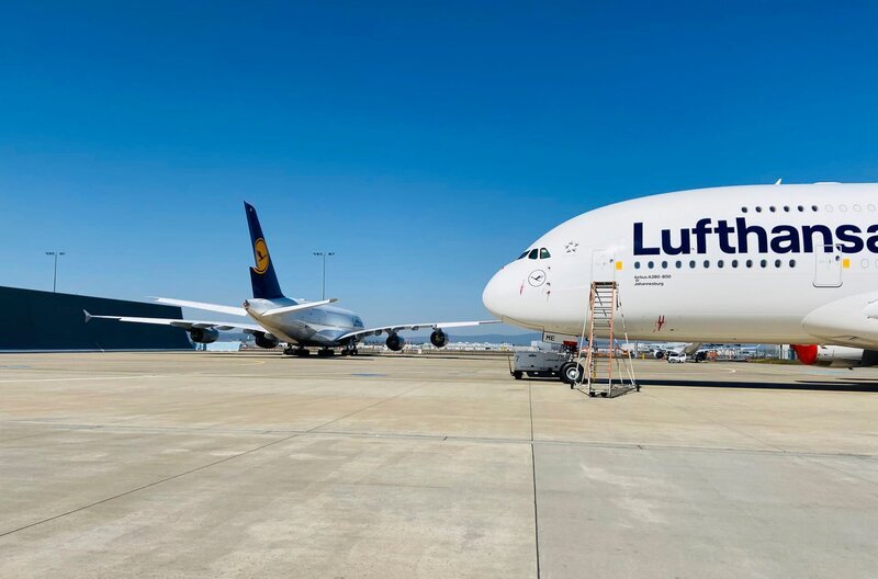 Stillgelegter A380 am Frankfurter Flughafen: Die Corona-Krise hat den Frankfurter Flughafen voll erwischt. – Bild: HR