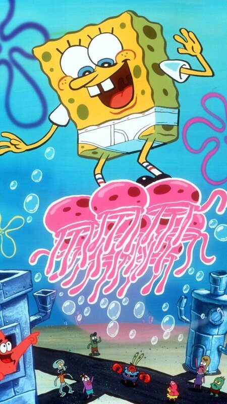 Spongebob surft auf einigen Quallen durch Bikini Bottom. – Bild: (C) VIACOM INT. (C) VIACOM INT.