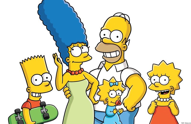 (25. Staffel) – Eine fast normale Familie: Lisa (r.), Marge (2.v.l.), Maggie (M.), Homer (2.v.r.) und Bart (l.) … – Bild: 2014 Twentieth Century Fox Film Corporation. All rights reserved. Lizenzbild frei
